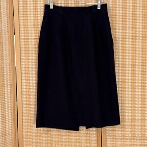 Requirements Womens 11/12 Skirt Black 100% Wool Lined Office Preppy Career